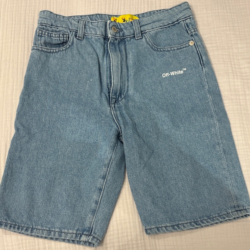 Off-White Light Blue Jean Shorts